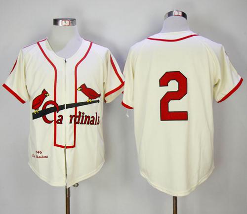Mitchell And Ness 1946 Cardinals #2 Red Schoendienst Cream Throwback Stitched MLB Jersey - Click Image to Close